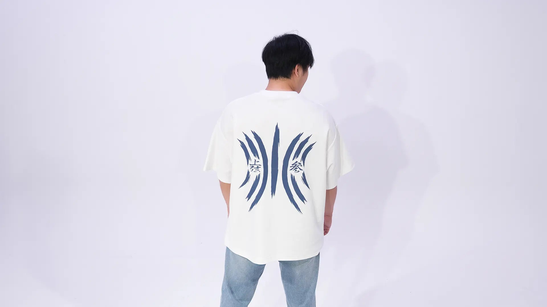 Akaza design inspired by Demon Slayer, oversized subtle anime T-shirt