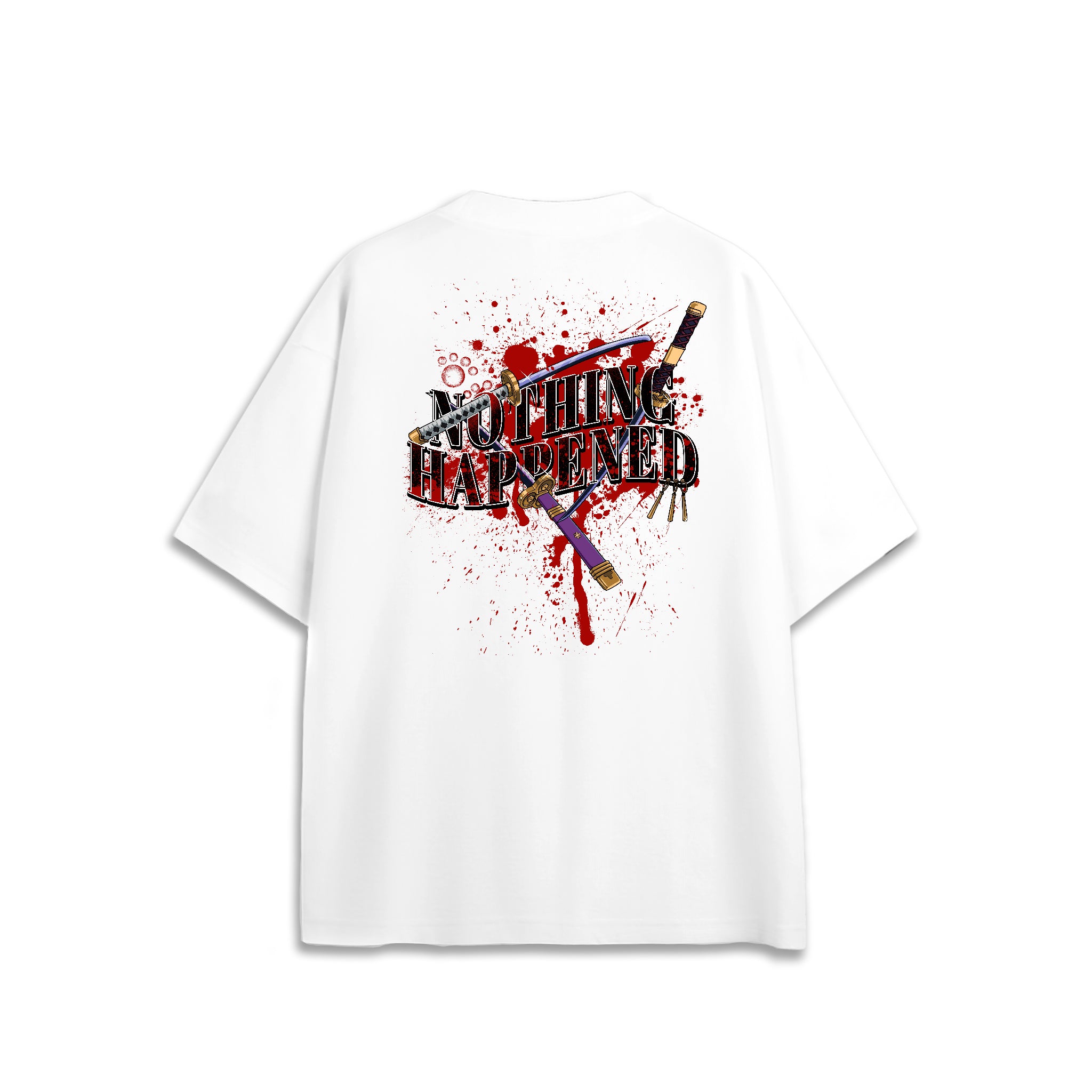 Nothing Happened Oversized Anime Tshirt Back