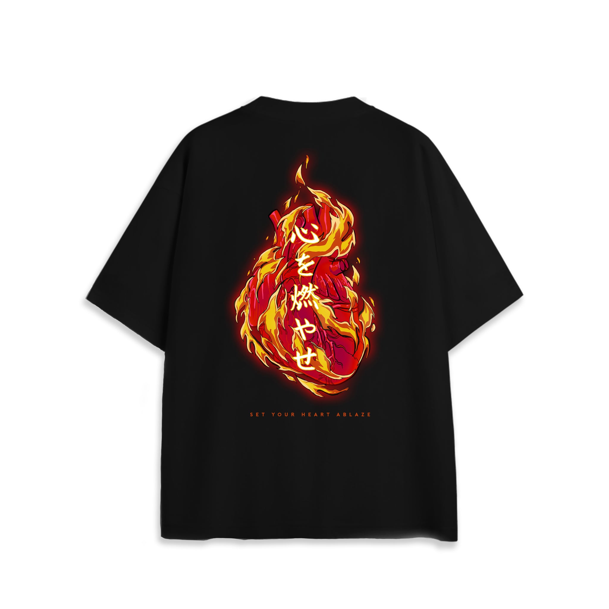 Set your Heart Ablaze Oversized Anime Tshirt Back